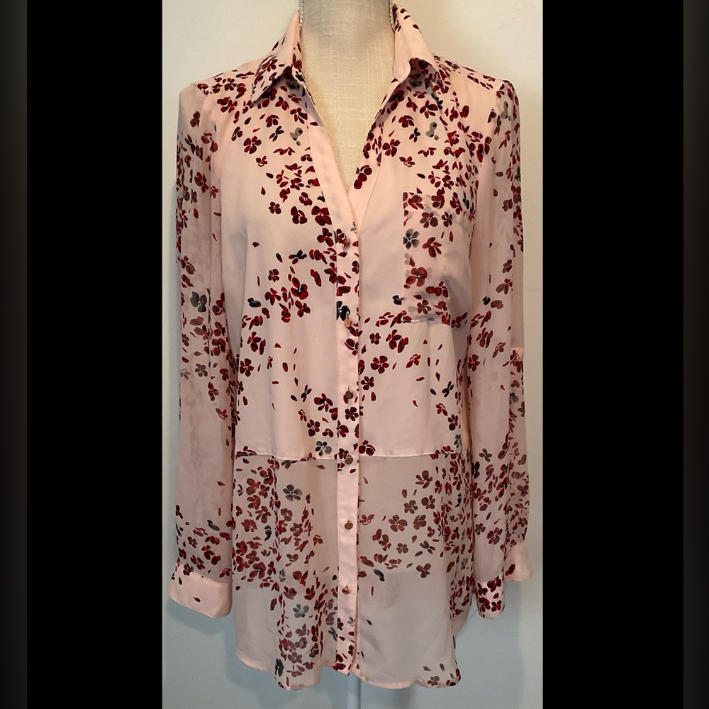 Candie’s Cherry Blossom Long Sleeve Button Down